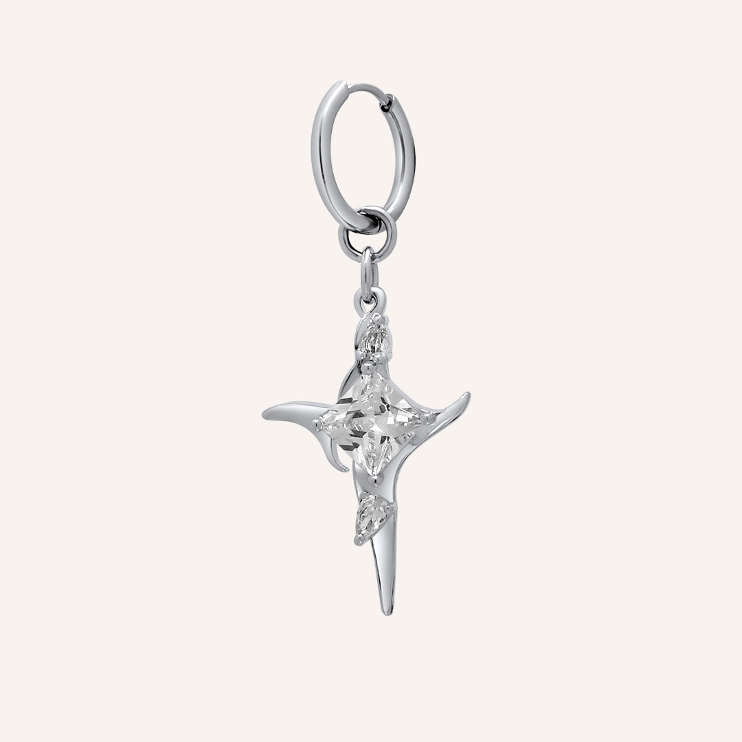 Elvan Rhinestone Star Hoop Earring - Single