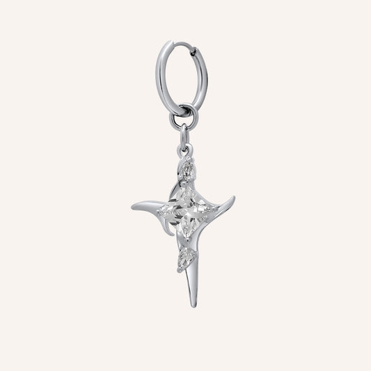 Elvan Rhinestone Star Hoop Earring - Single