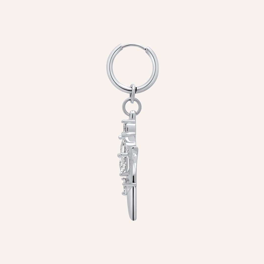 Elvan Rhinestone Star Hoop Earring - Single