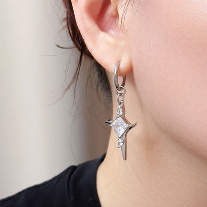 Elvan Rhinestone Star Hoop Earring - Single
