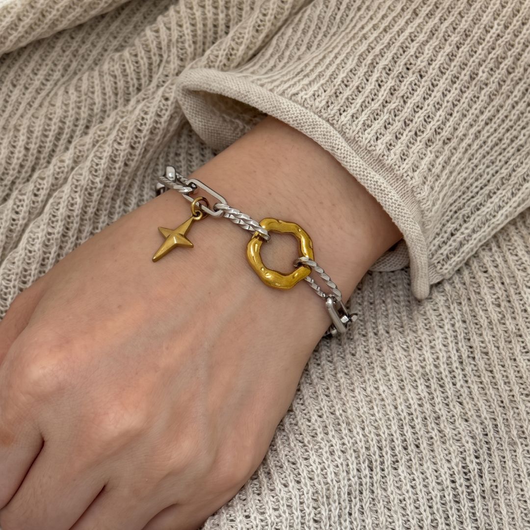 Elvia Rope Chain Star Bracelet - Gold