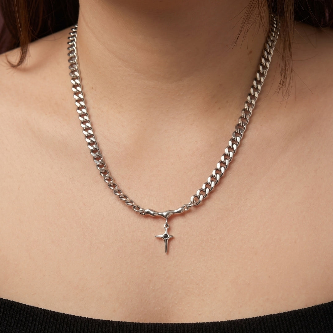 Elvor Black Star Lava Bar Necklace