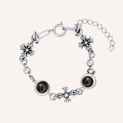 Enigma Hybrid Brown Tiger Eye and Moon Stone Bracelet