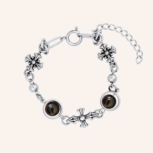 Enigma Hybrid Brown Tiger Eye and Moon Stone Bracelet