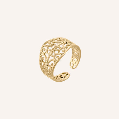 Ennis Vintage Lace Ornament Ring - Gold