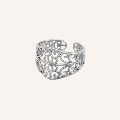 Ennis Vintage Lace Ornament Ring - Silver