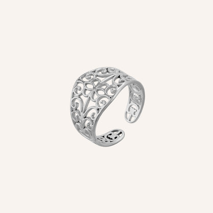 Ennis Vintage Lace Ornament Ring - Silver