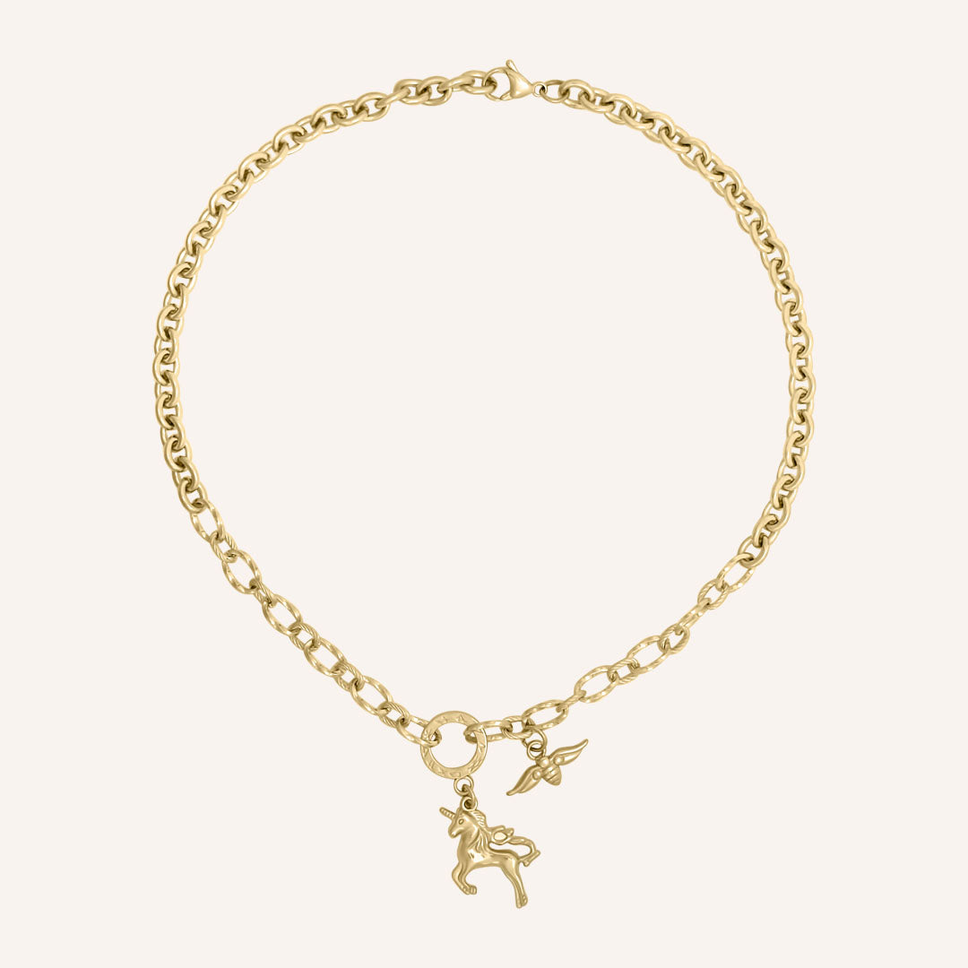 Eureka Unicorn Chain Necklace (Gold)