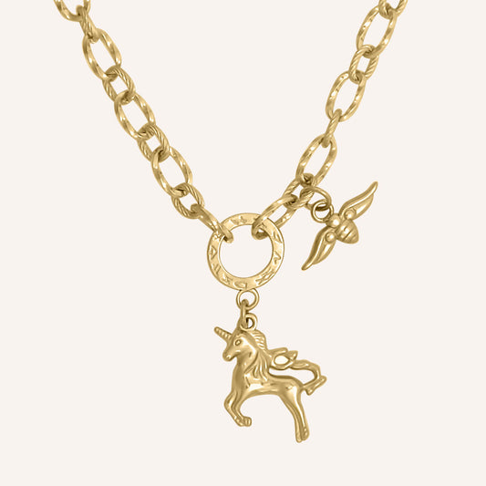 Eureka Unicorn Chain Necklace (Gold)
