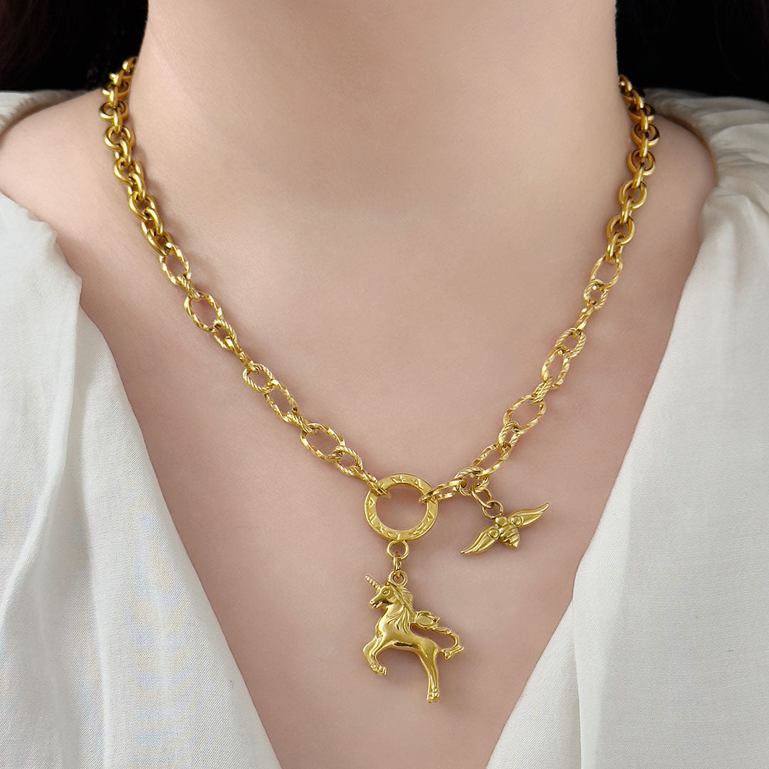 Eureka Unicorn Chain Necklace (Gold)