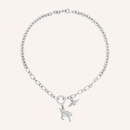 Eureka Unicorn Chain Necklace (Silver)