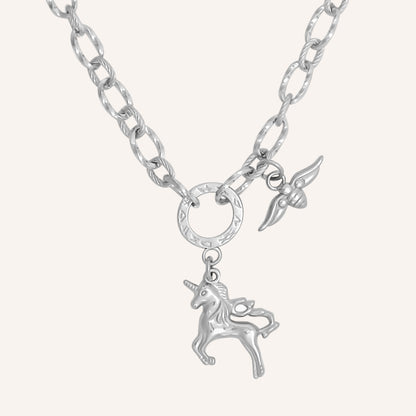 Eureka Unicorn Chain Necklace (Silver)