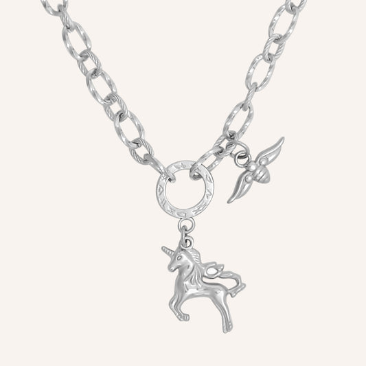 Eureka Unicorn Chain Necklace (Silver)