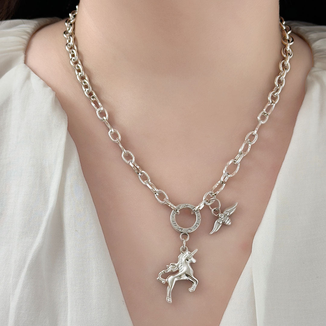 Eureka Unicorn Chain Necklace (Silver)