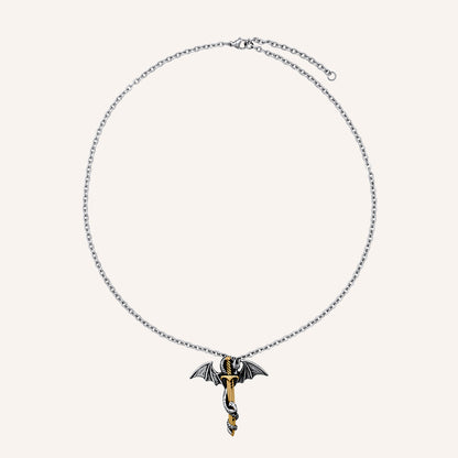 Evelo Duo Tone Dragon Sword Necklace