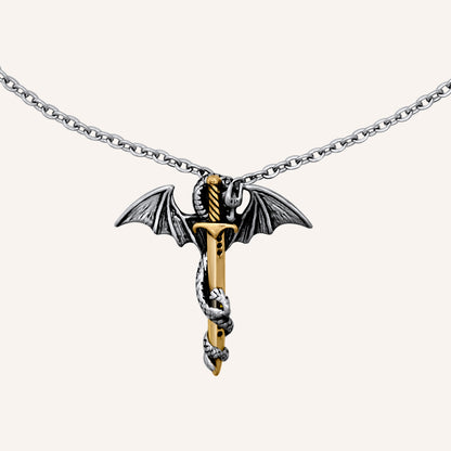 Evelo Duo Tone Dragon Sword Necklace