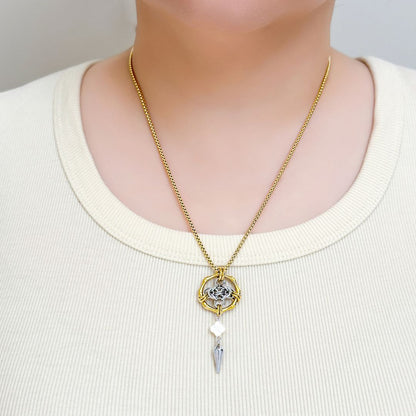 Faith Clover Chainmail Necklace - Duo Tone