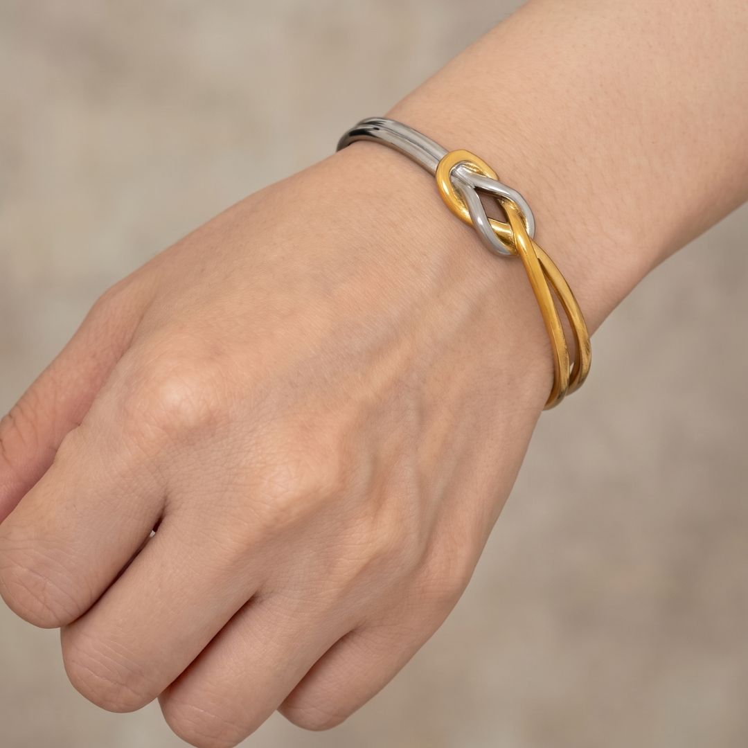 Faith Square Knot Cuff (Duo Tone)