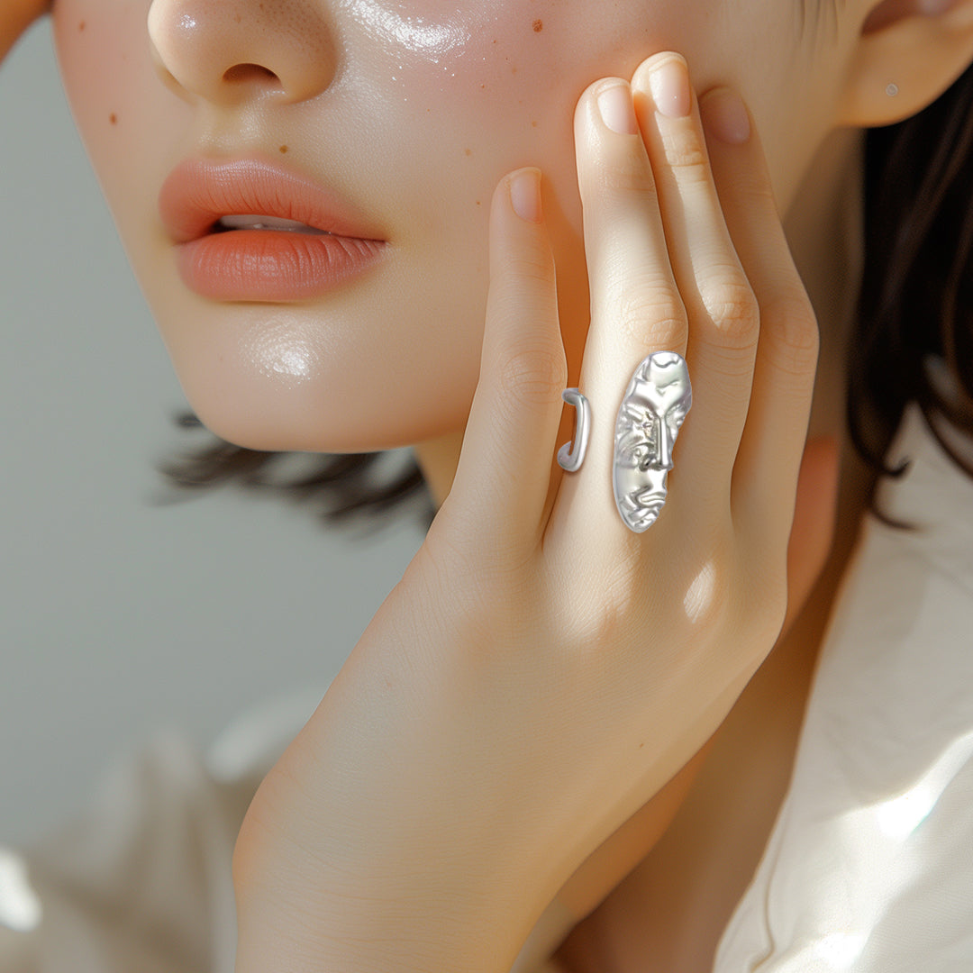 Fara Face Ring - Silver