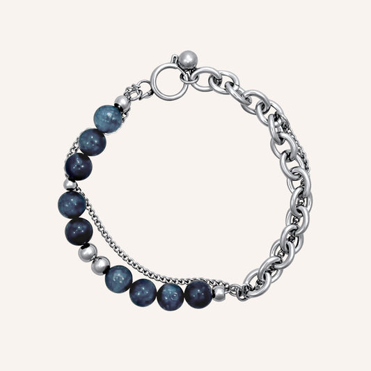 Farah Blue Chalcedony Jade Hybrid Chain Bracelet