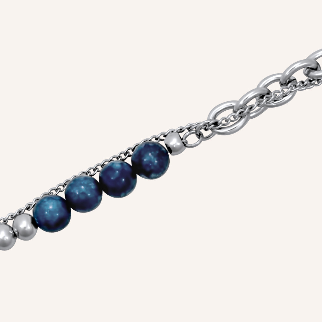 Farah Blue Chalcedony Jade Hybrid Chain Bracelet