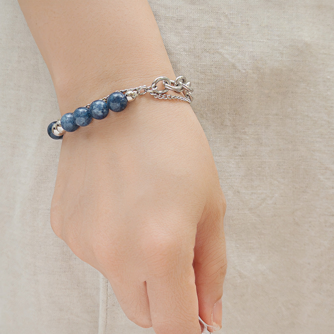 Farah Blue Chalcedony Jade Hybrid Chain Bracelet