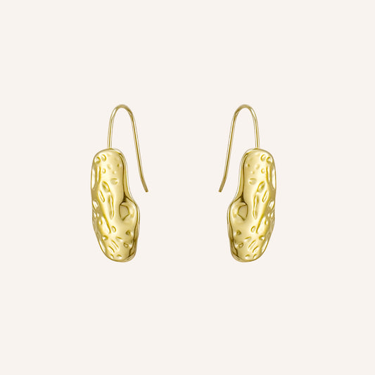 Farren Organic Texture Hook Earrings - Gold
