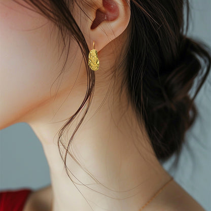 Farren Organic Texture Hook Earrings - Gold