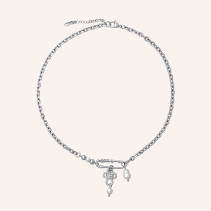 Ford Clover Safety Pin Necklace