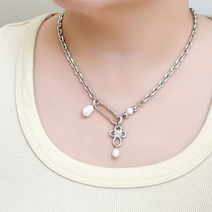 Ford Clover Safety Pin Necklace