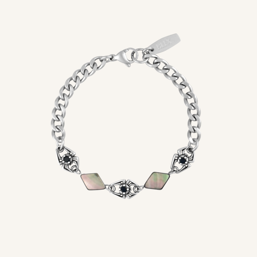 Forneus Spider Black Shell Bracelet (Silver)