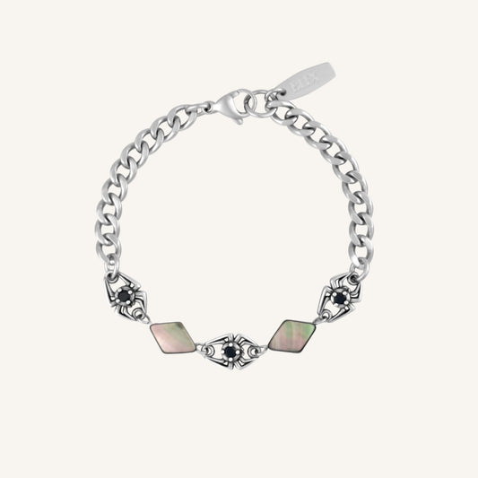 Forneus Spider Black Shell Bracelet (Silver)
