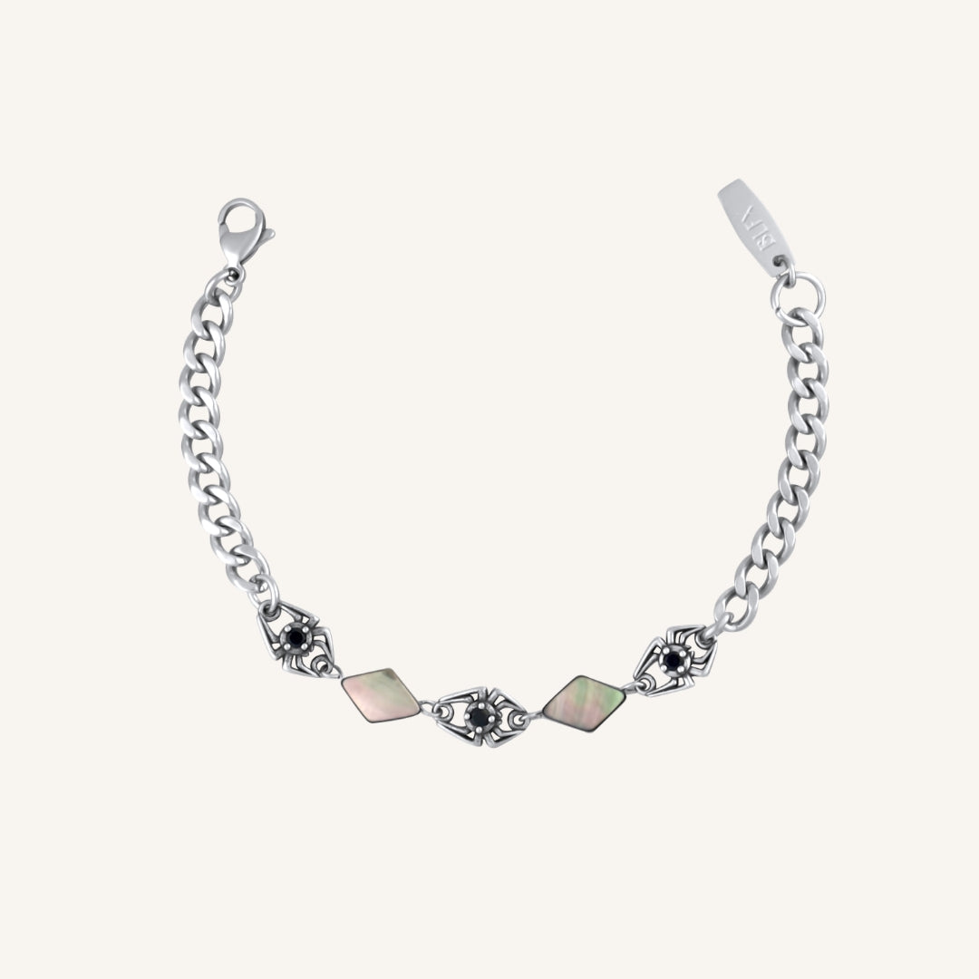Forneus Spider Black Shell Bracelet (Silver)
