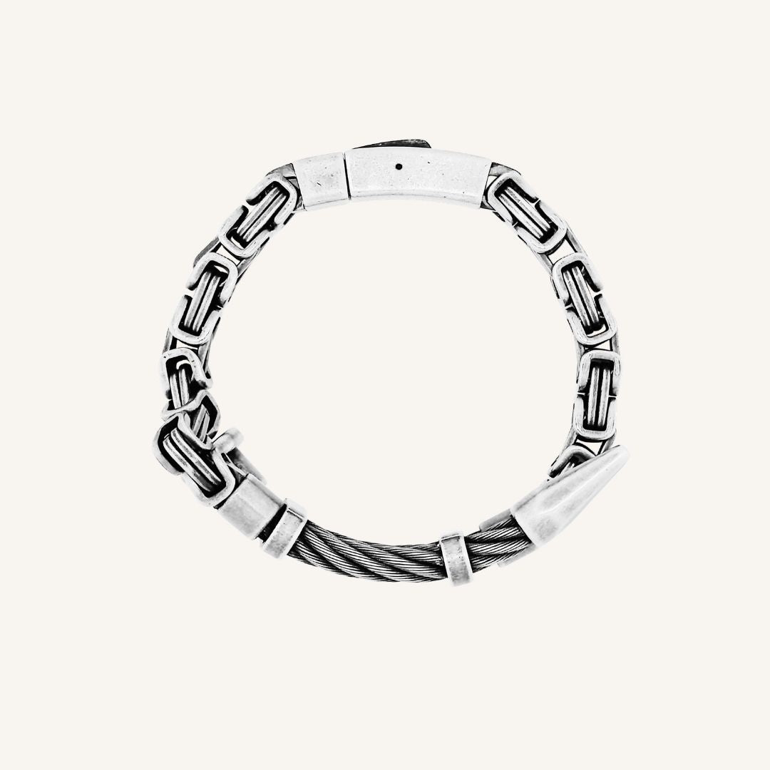 Franca Screw Nail Byzantine Chain Bracelet - Silver