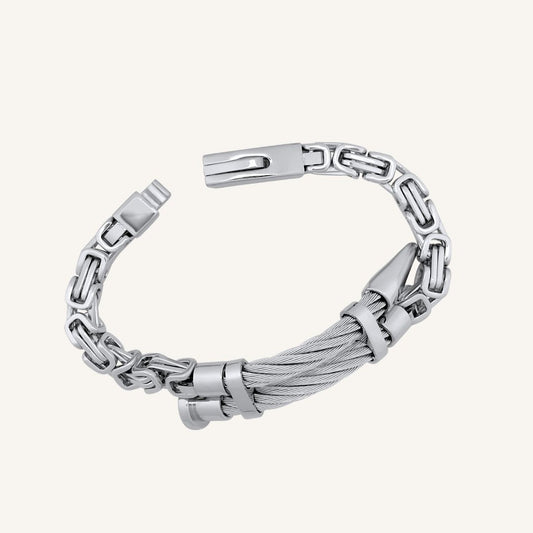 Franca Screw Nail Byzantine Chain Bracelet - Silver