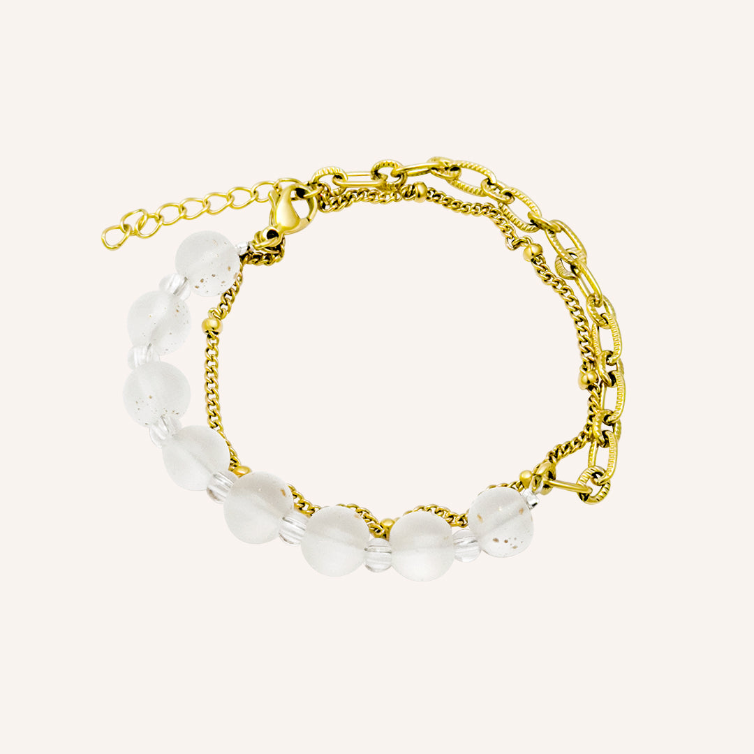 Francesca Clear Beads Hybrid Chain Bracelet - Gold