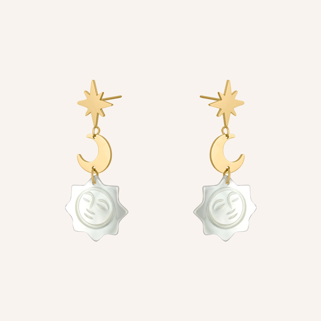 Francie SeaShell Sun Face Earrings