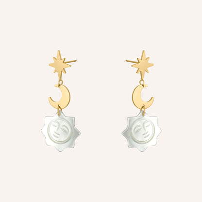 Francie SeaShell Sun Face Earrings