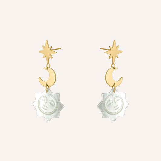 Francie SeaShell Sun Face Earrings