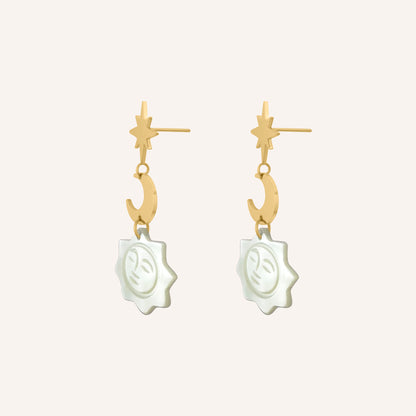 Francie SeaShell Sun Face Earrings