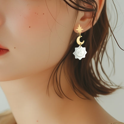 Francie SeaShell Sun Face Earrings