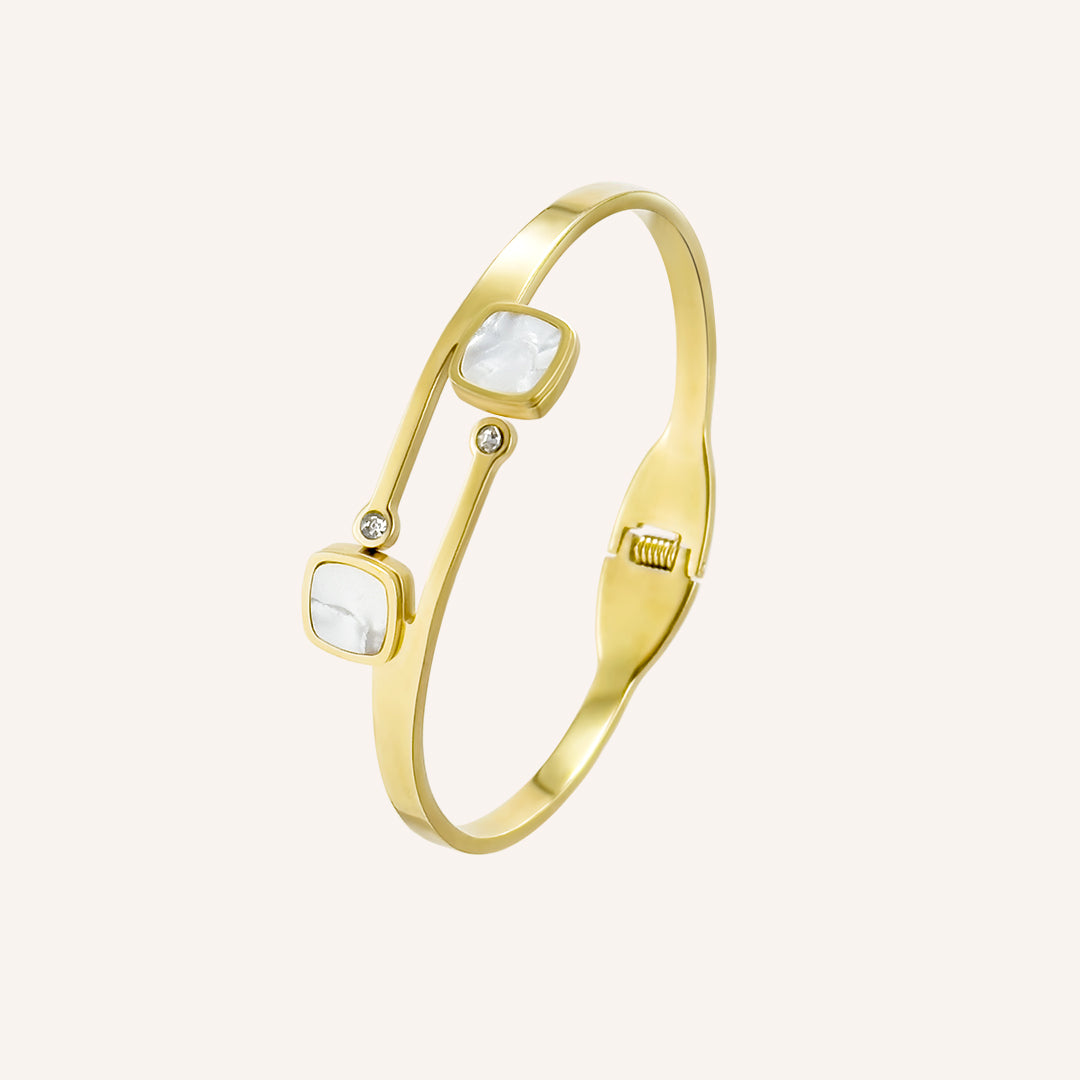 Franny Rounded Rect Seashell Open Front Bangle