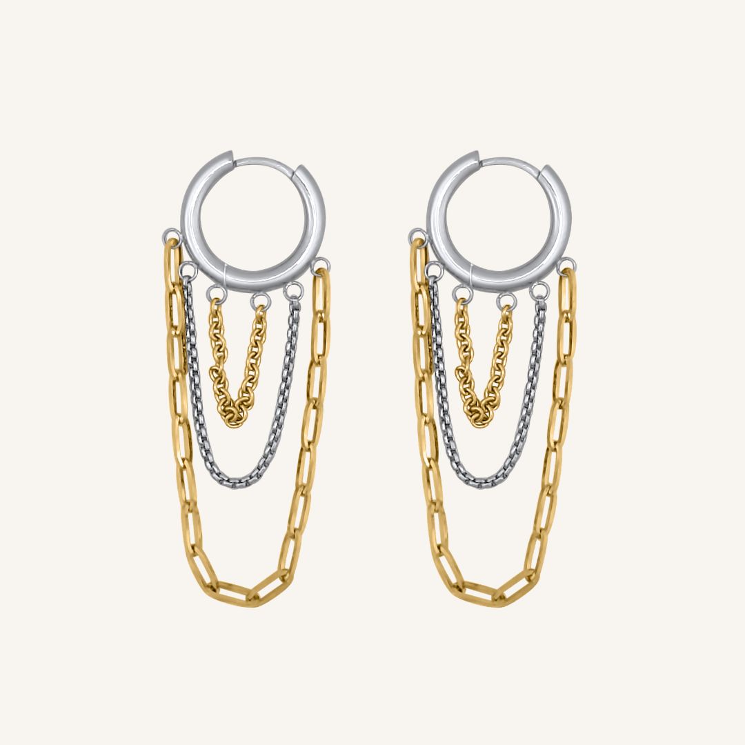 Frost Duo Tone Chain Hoop Earring