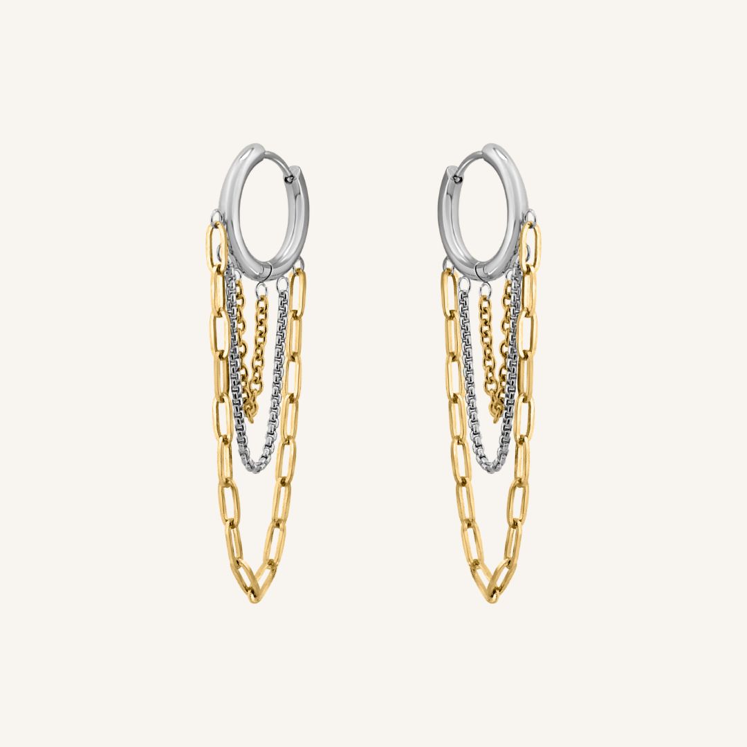 Frost Duo Tone Chain Hoop Earring