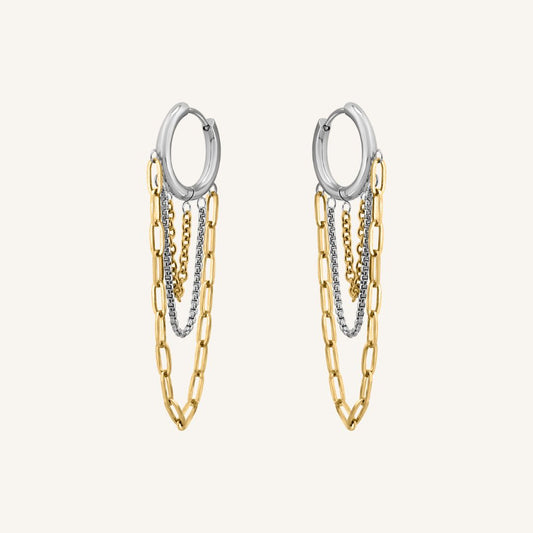 Frost Duo Tone Chain Hoop Earring