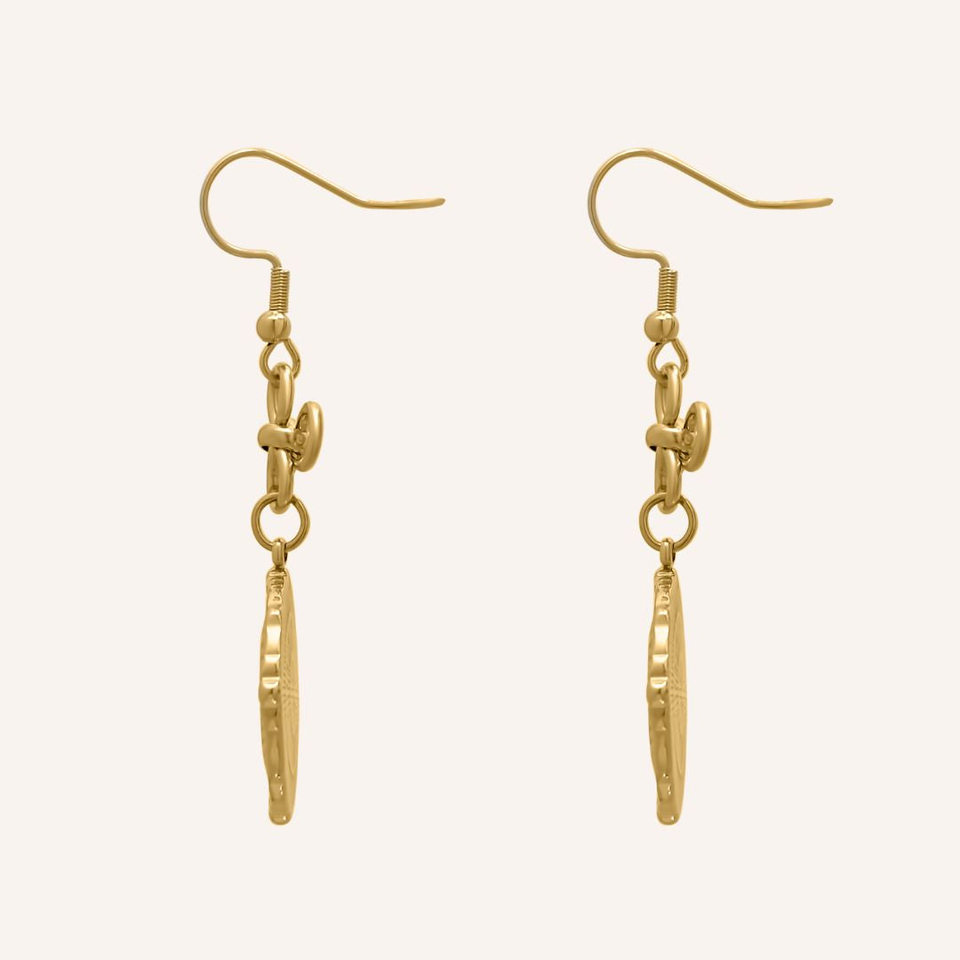 Gabrielle Clover Shell Drop Earrings - Gold