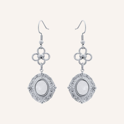 Gabrielle Clover Shell Drop Earrings - Silver