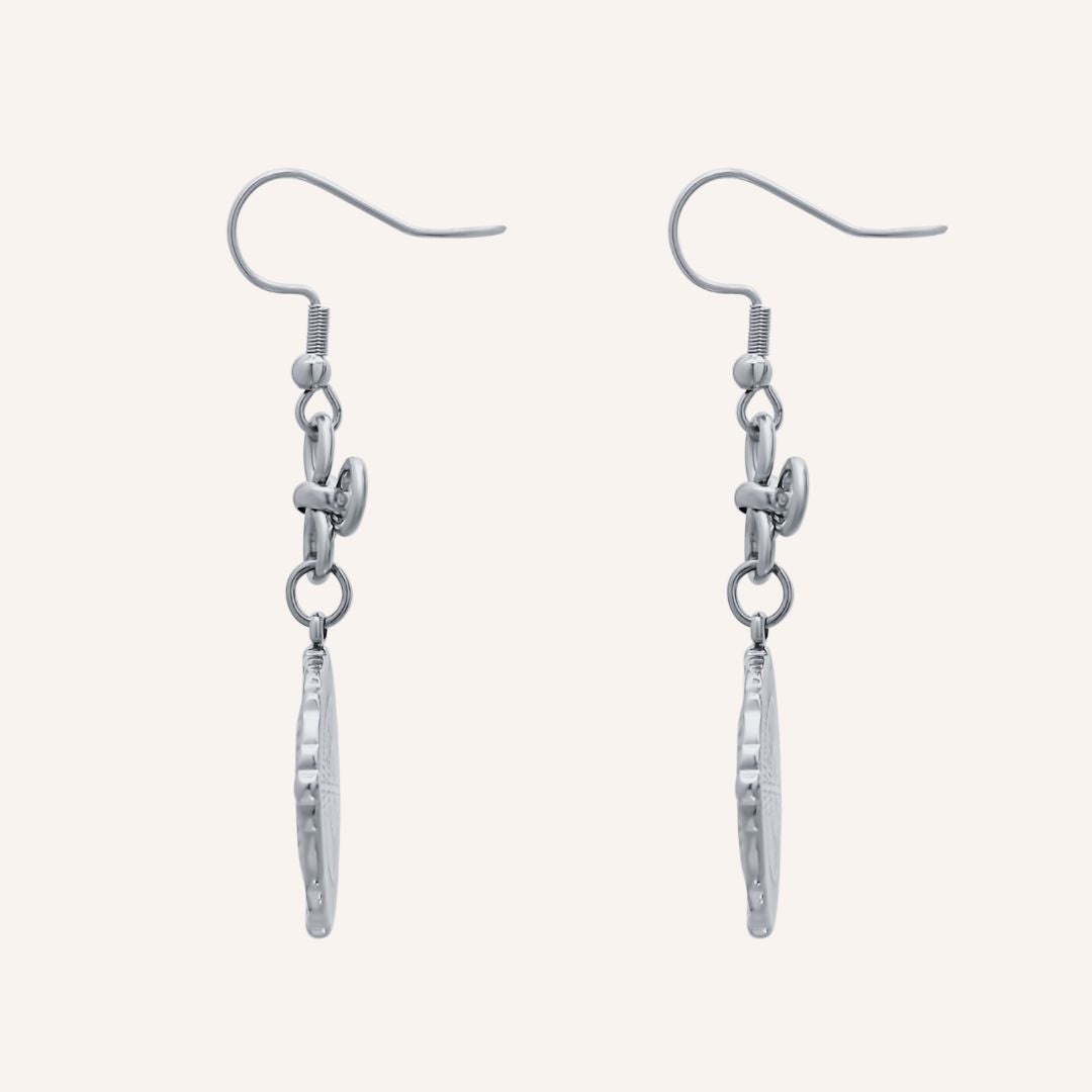 Gabrielle Clover Shell Drop Earrings - Silver