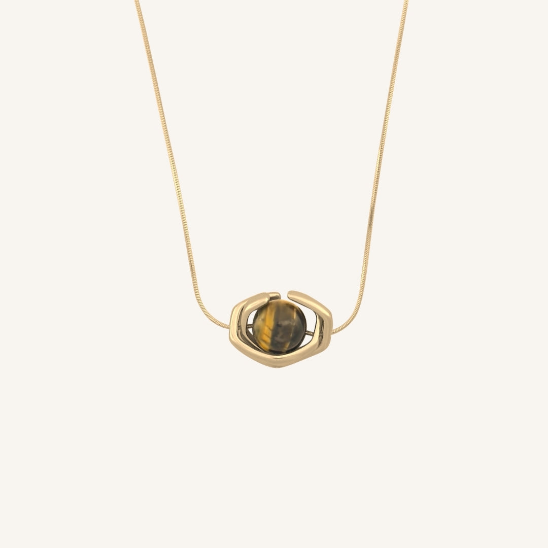 Galvin Brown Tiger Eye Wrap Necklace (Gold)