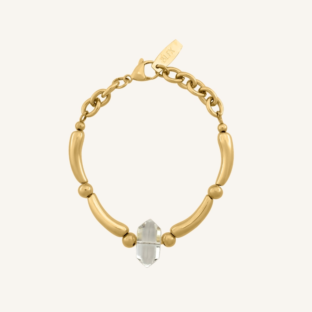 Garo Bead Bracelet (Gold Clear Quartz)